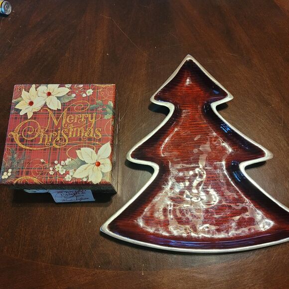 Merry Christmas Music Box & Christmas Tree Shape Platter - Picture 1 of 9